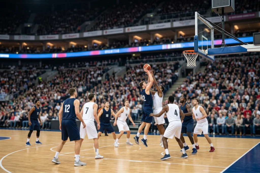 Basketballszene im SAP Garden während eines EuroLeague-Heimspiels des FC Bayern