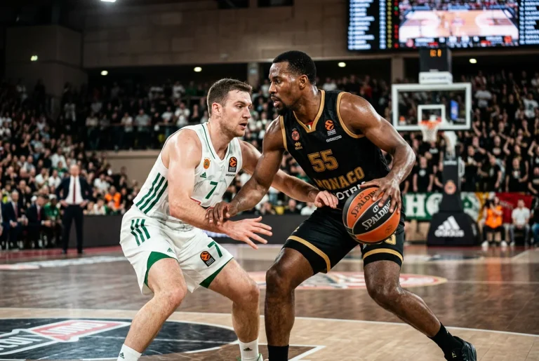 Basketballspieler zweier EuroLeague-Teams im direkten Duell auf dem Parkett
