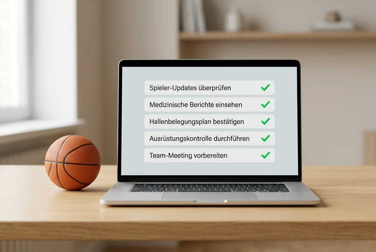 Laptop-Bildschirm mit einer übersichtlichen Prüfliste und grünen Haken zur Auswahl lizenzierter Wettanbieter